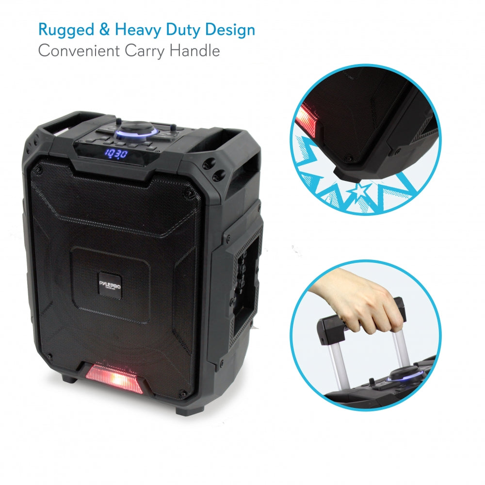 Parlante Portátil y micrófono negro PYLE-PRO PWMDJ88BT