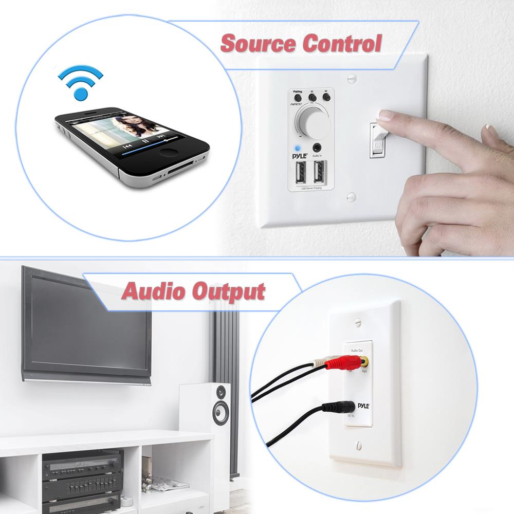 Receptor de audio Bluetooth integrado a la pared PYLE-HOME PWPBT67