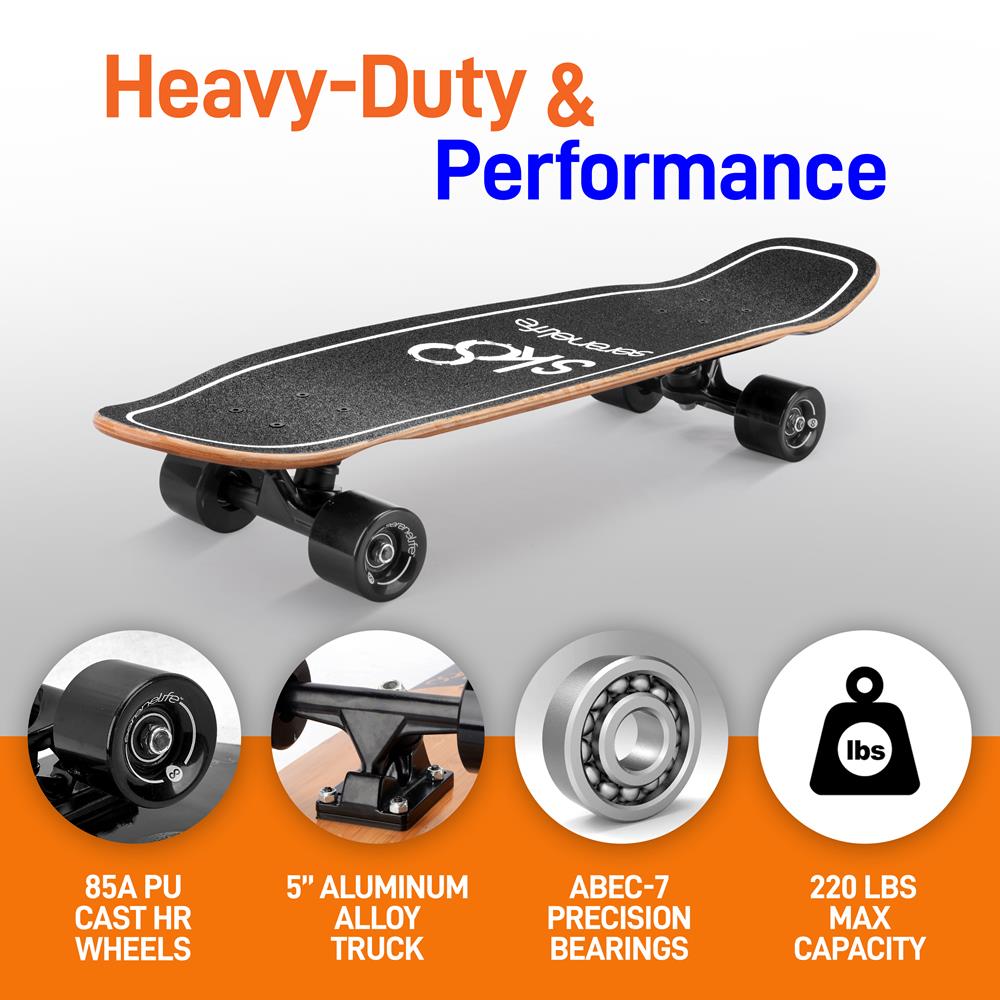 Skateboards de madera color negro SERENELIFE SL5SBBK