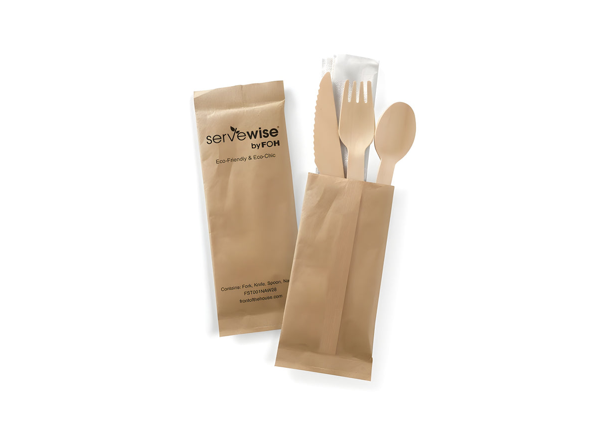Set de Cubiertos y Servilletas Servewise® - Pack 200 Pcs