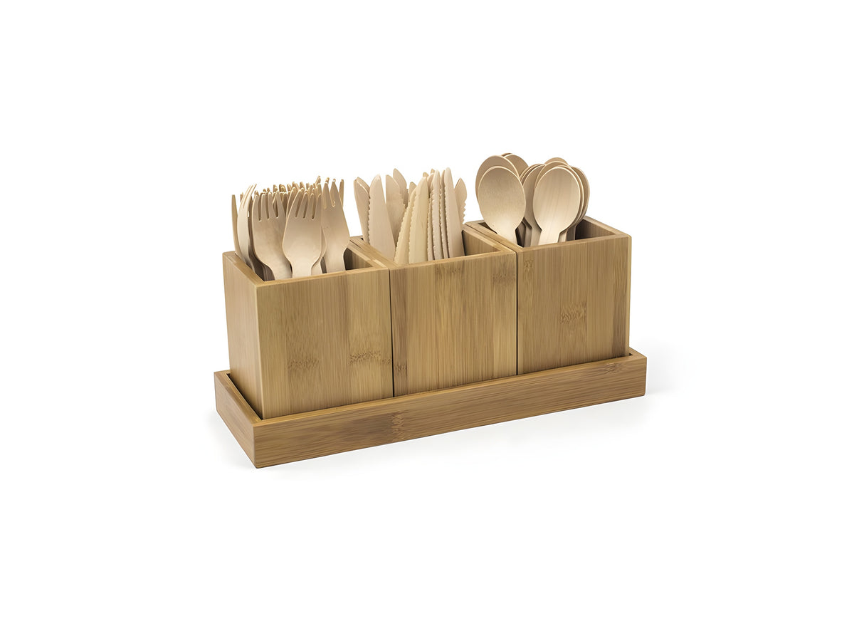 Bandeja de bambú 11.75" x 4.25" - Pack de 6 unidades