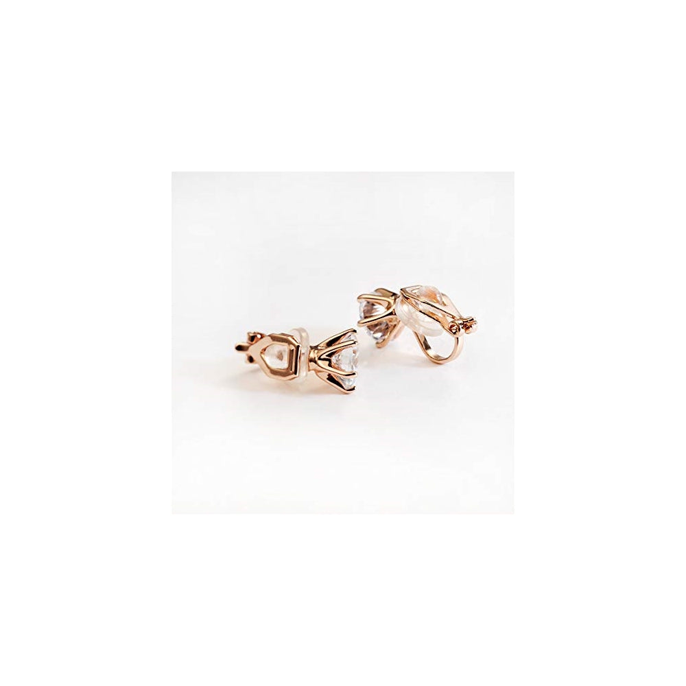 Aretes de clip chapados en oro rosa de 14 quilates
