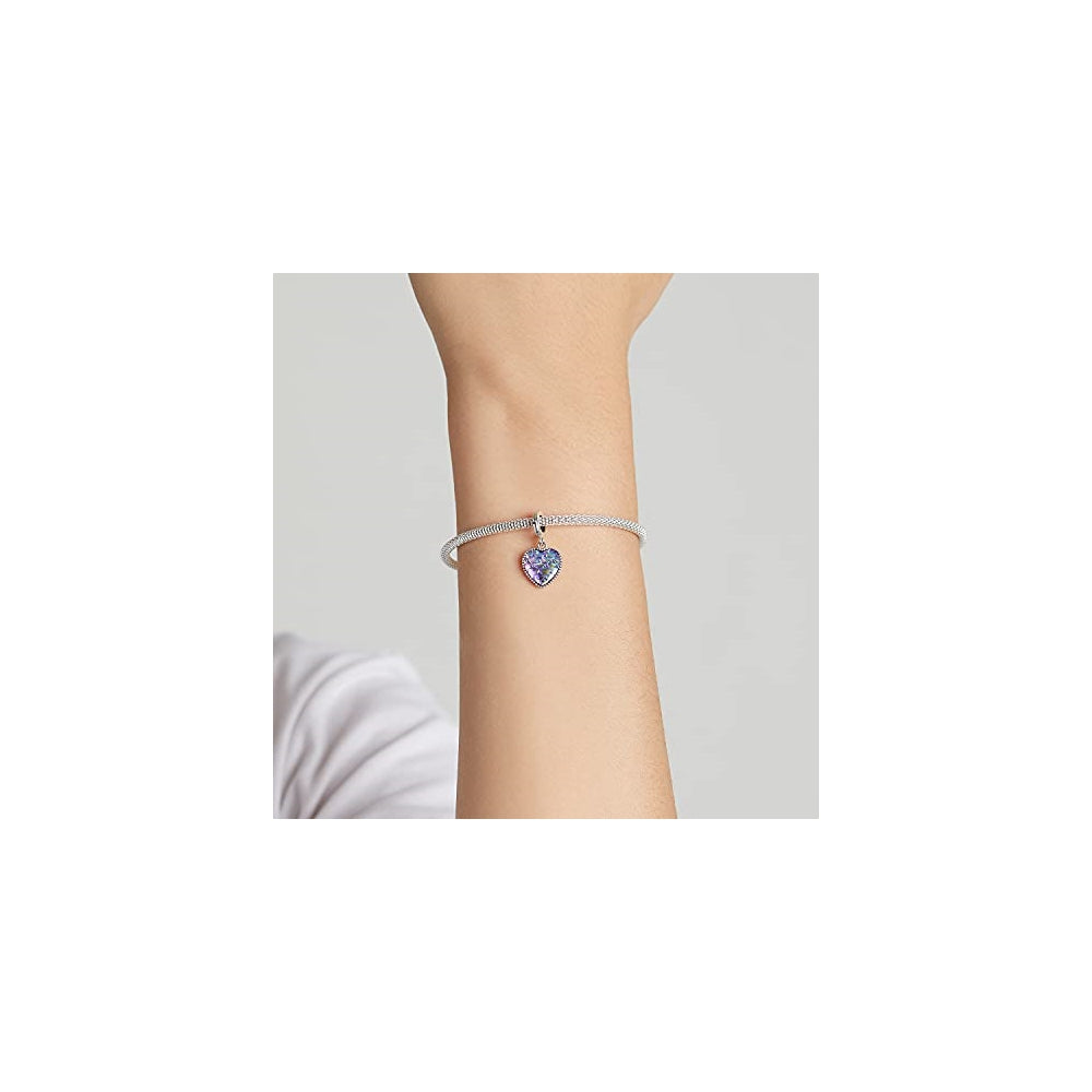 Pulseras y tobilleras de plata de ley con diseño de corazón
