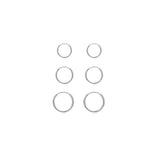 Aretes de aro de plata para mujeres 3 pares