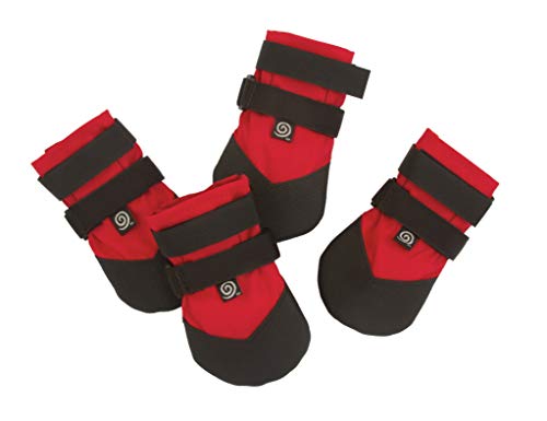 Ultra Paws Botas duraderas para perros, color negro, ligeras, resistentes al agua, para perros pequeños, perros medianos, perros grandes y perros XL (protector antideslizante para patas ajustables reflectantes de velcro para botas)
