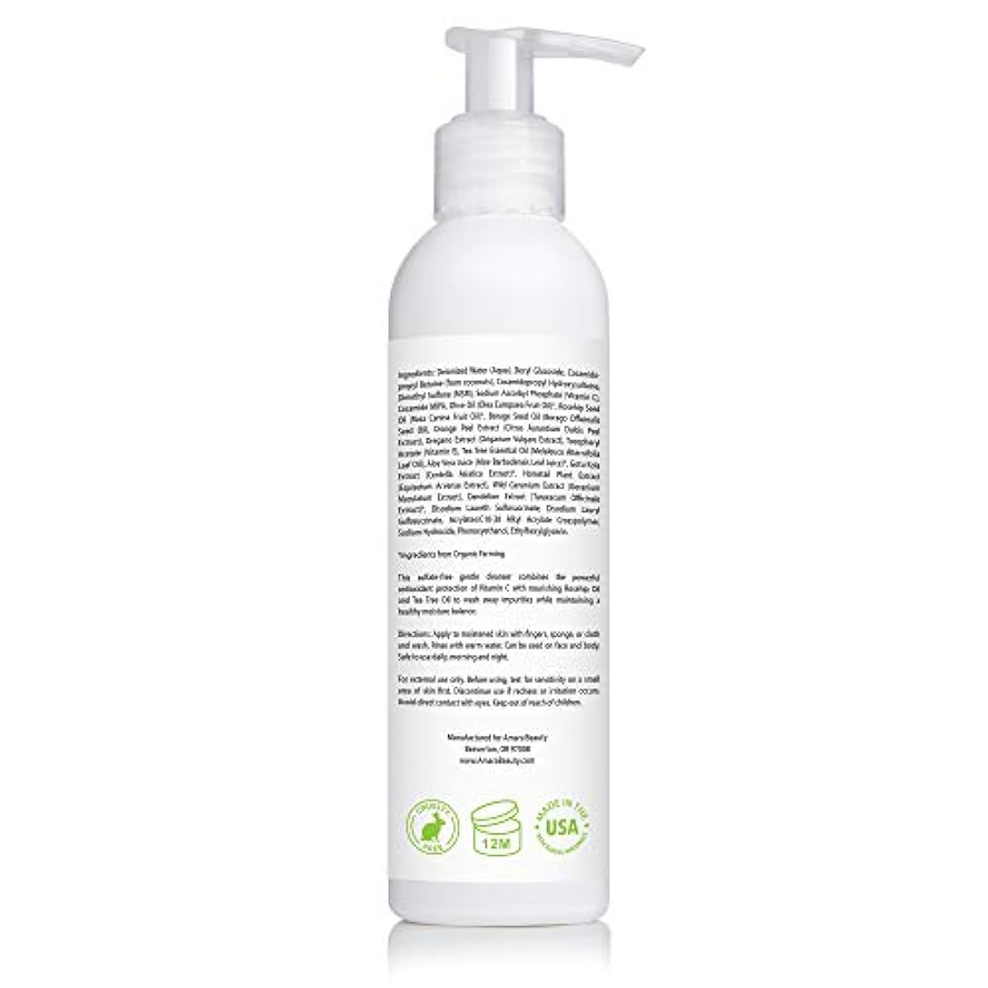 Amara Organics Limpiador facial con 15% de Vitamina C, 6 fl