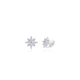 Aretes de clip con forma de copo de nieve para mujeres