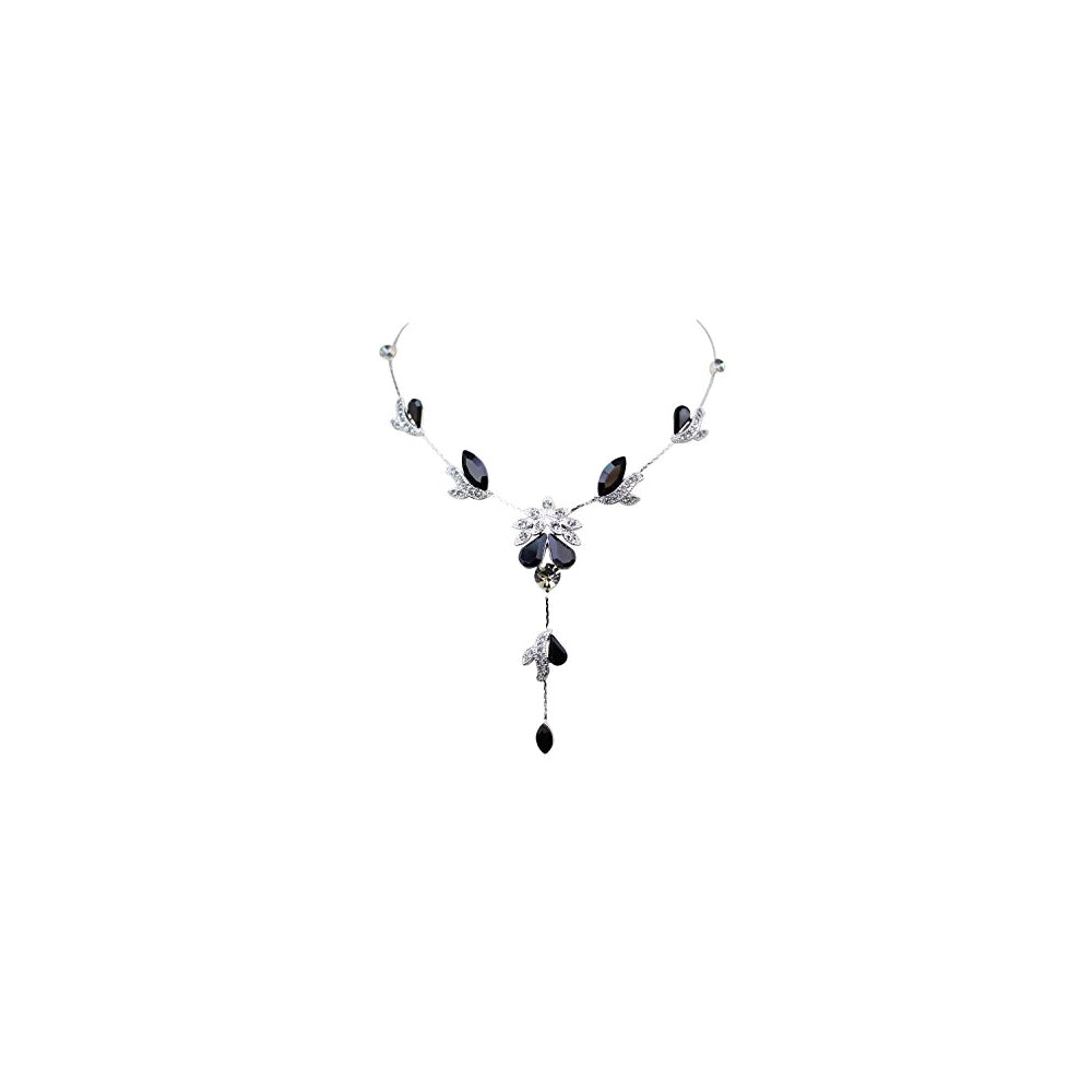 Aretes y Juego de collar  con diseño de flores y cristales