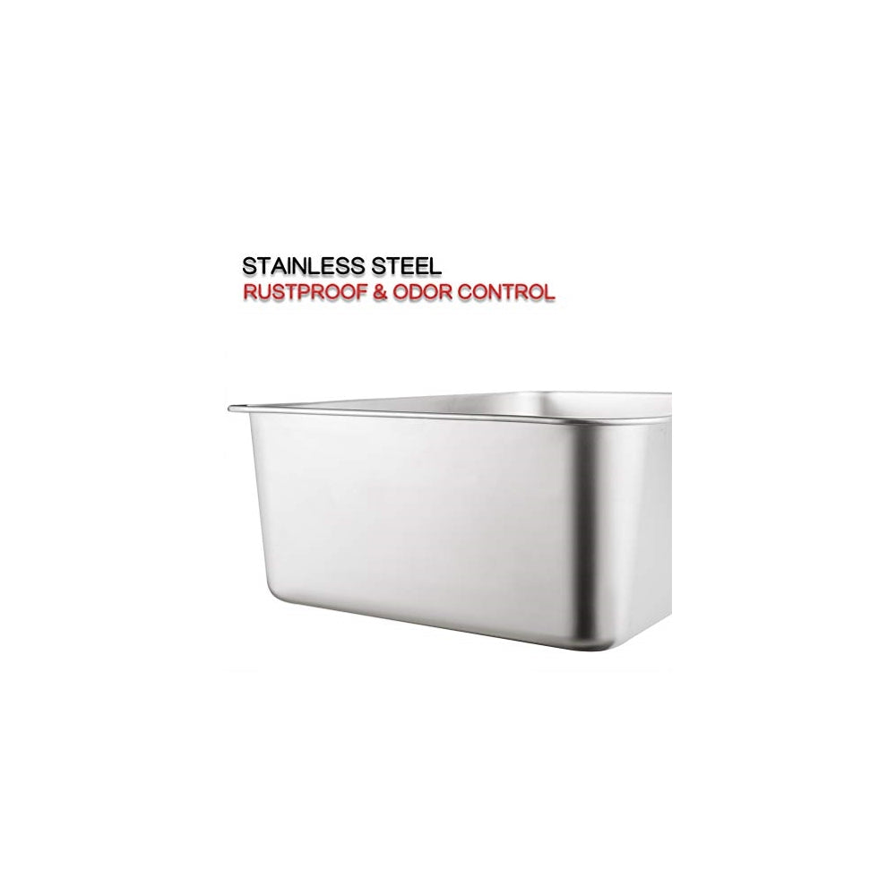 Caja de arena de acero inoxidable para gatos y conejos