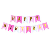 Cartel de cumpleaños con letras doradas de tres colores