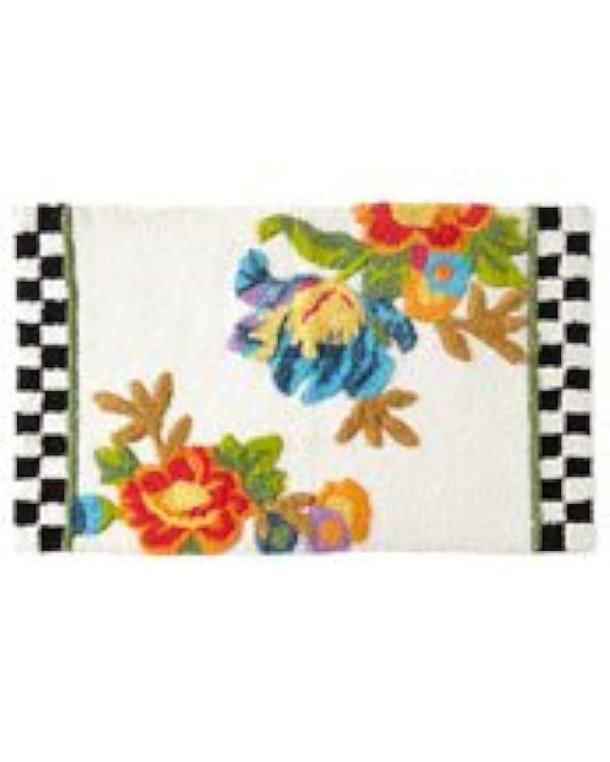 Flor blanca de mackenzie-childs Mercado Alfombrilla de baño