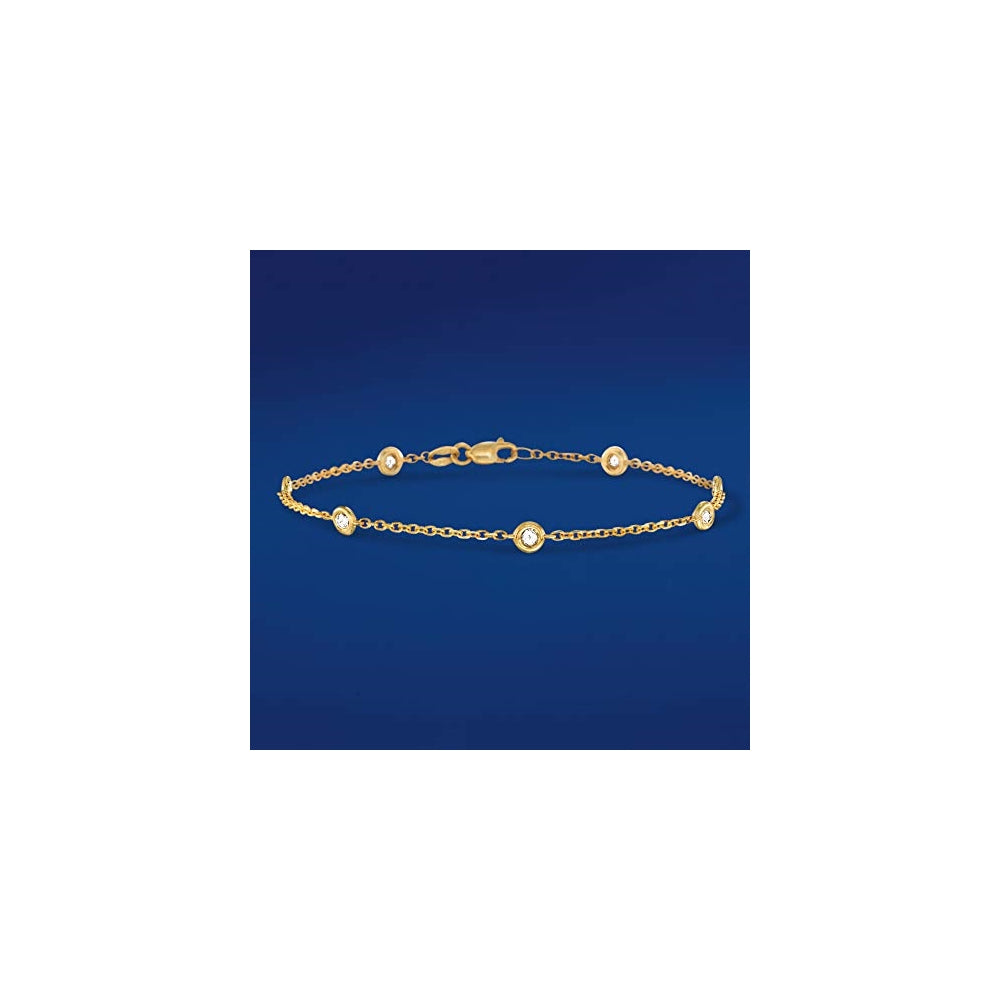 Pulseras de estación de diamantes engastada en oro amarillo