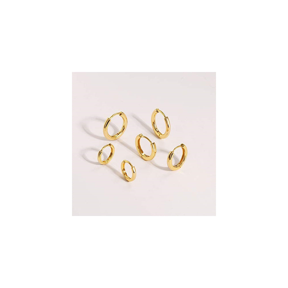 Aretes de aro chapados en oro 3 pares para mujer
