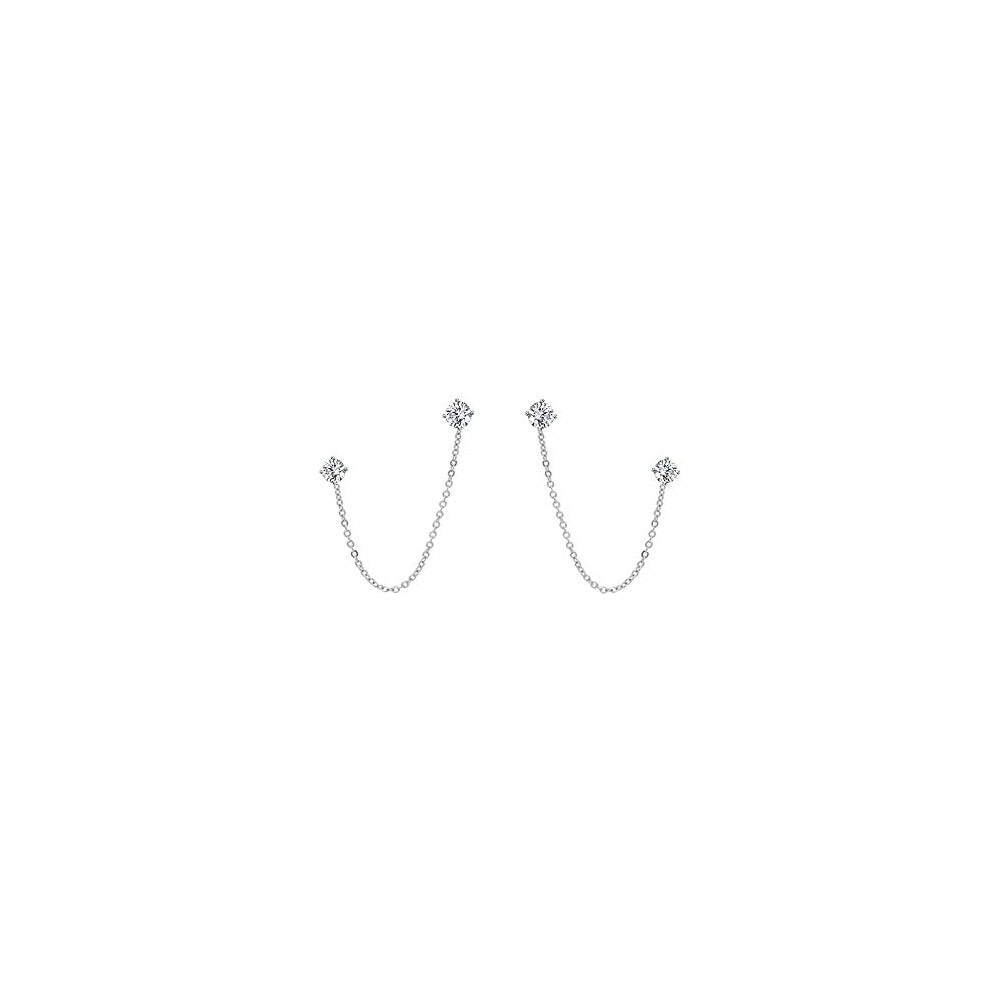 Aretes de plata de 4 puntas con circonita cúbica redonda