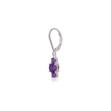 Aretes colgante de plata esterlina de tres piedras preciosas