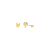 Aretes de bola de oro amarillo de 14 quilates para mujer