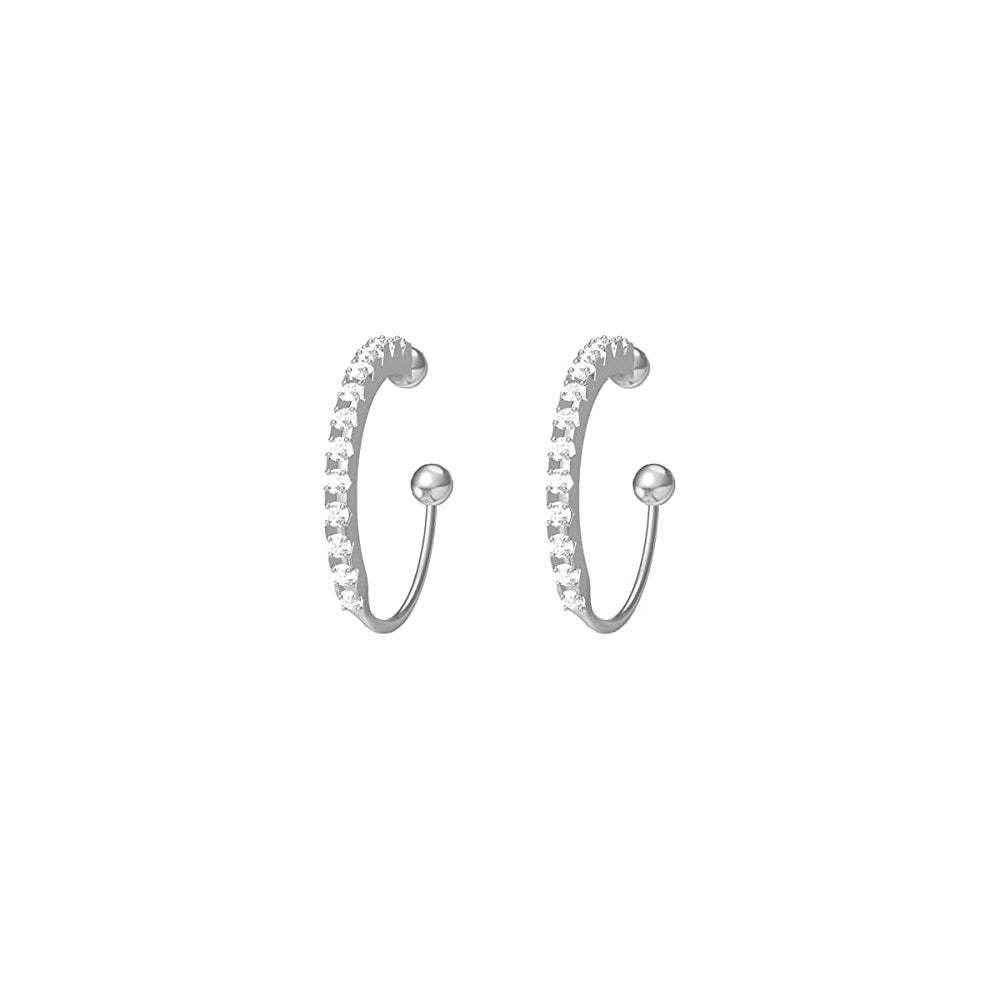 Aretes de plata de aro falsos con circonita cúbica