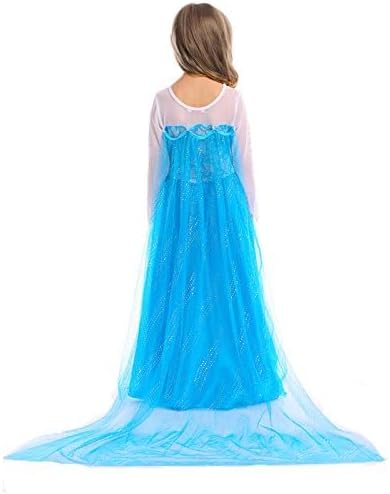 Vestido Elsa Larga Manga Princesa con Accesorios Halloween