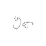 Aretes de aro de plata ley con forma de bola para mujer