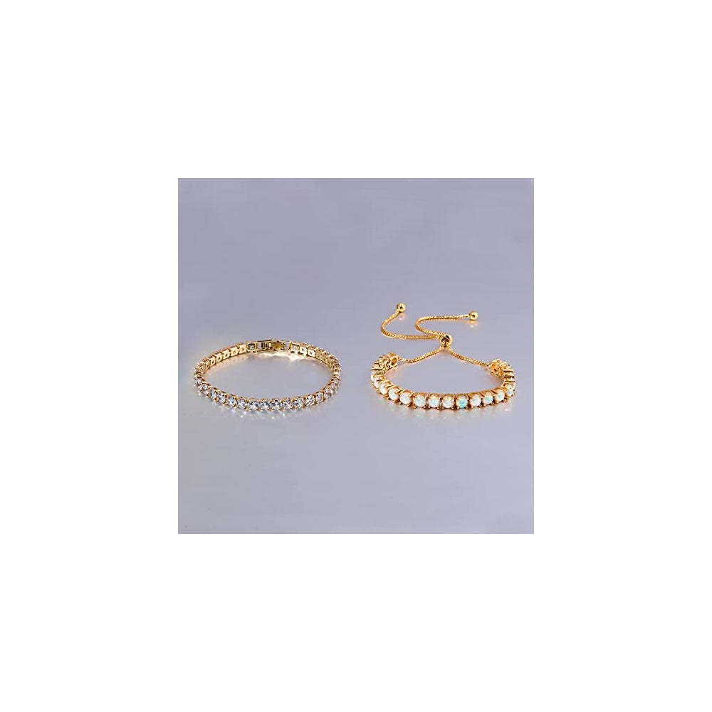 Pulseras y tobilleras ajustable con piedras de ópalo
