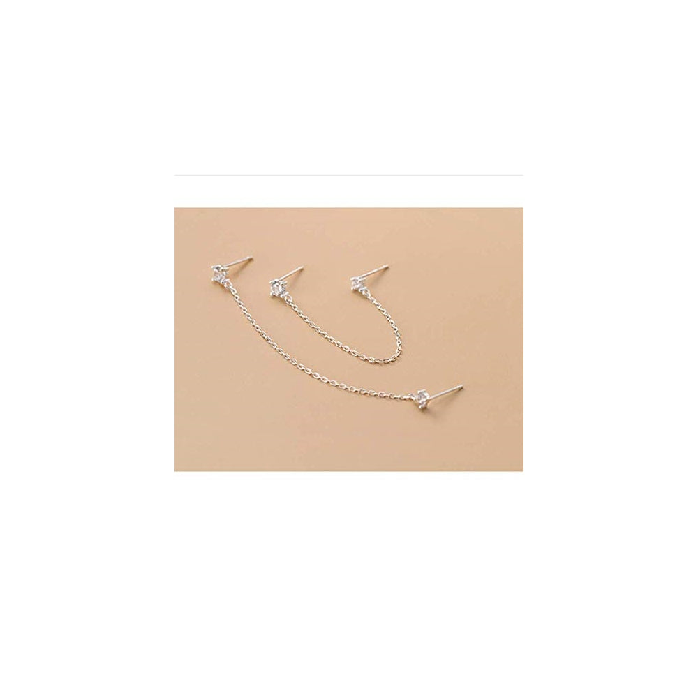 Aretes de plata de 4 puntas con circonita cúbica redonda