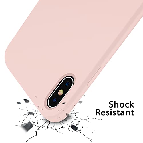 OTOFLY Funda de goma de gel de silicona líquida a prueba de golpes para iPhone Xs/iPhone X, antiarañazos y huellas dactilares, compatible con iPhone X/iPhone Xs de 5.8 pulgadas (2018), (rosa tiza)