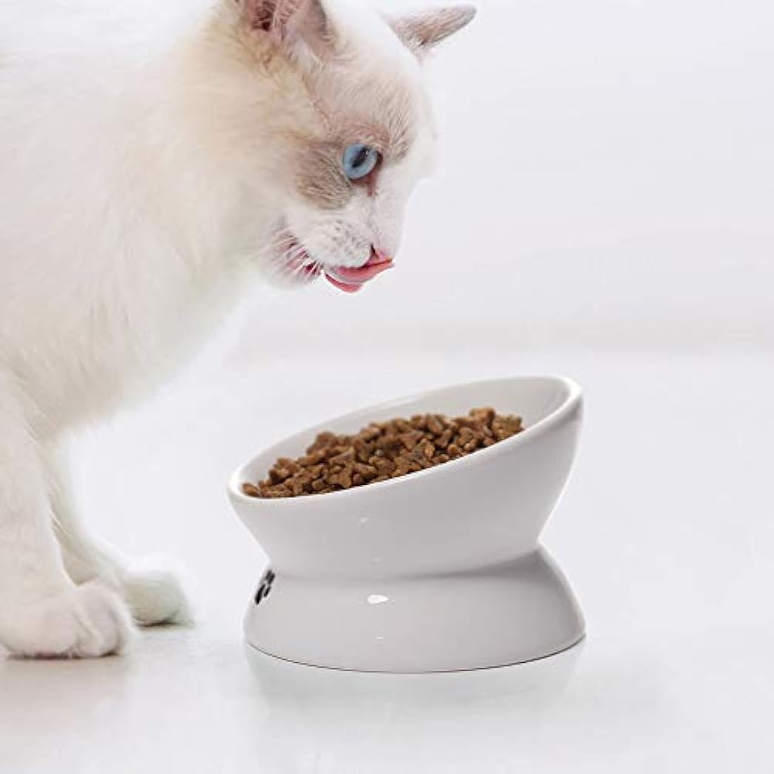 Y YHY tazón de comida para gatos, inclinado, con elevación, de cerámica, para comida de mascotas, gatos con cara chata, perros pequeños, protege la columna vertebral de las mascotas, apto para lavavajillas