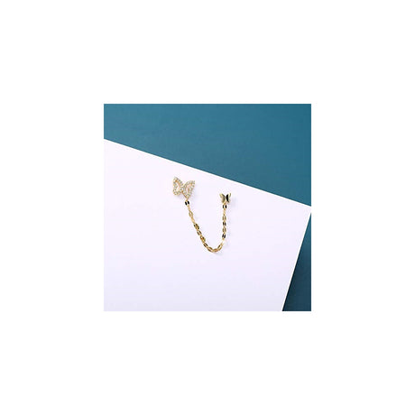 Aretes de plata con diseño de mariposa doble para mujeres