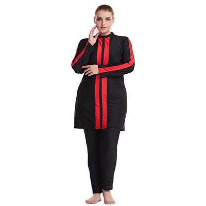 Trajes de baño musulmanes de talla grande para mujer, trajes de baño modestos islámicos Burkini de cobertura completa, 3 piezas de trajes de baño gordo