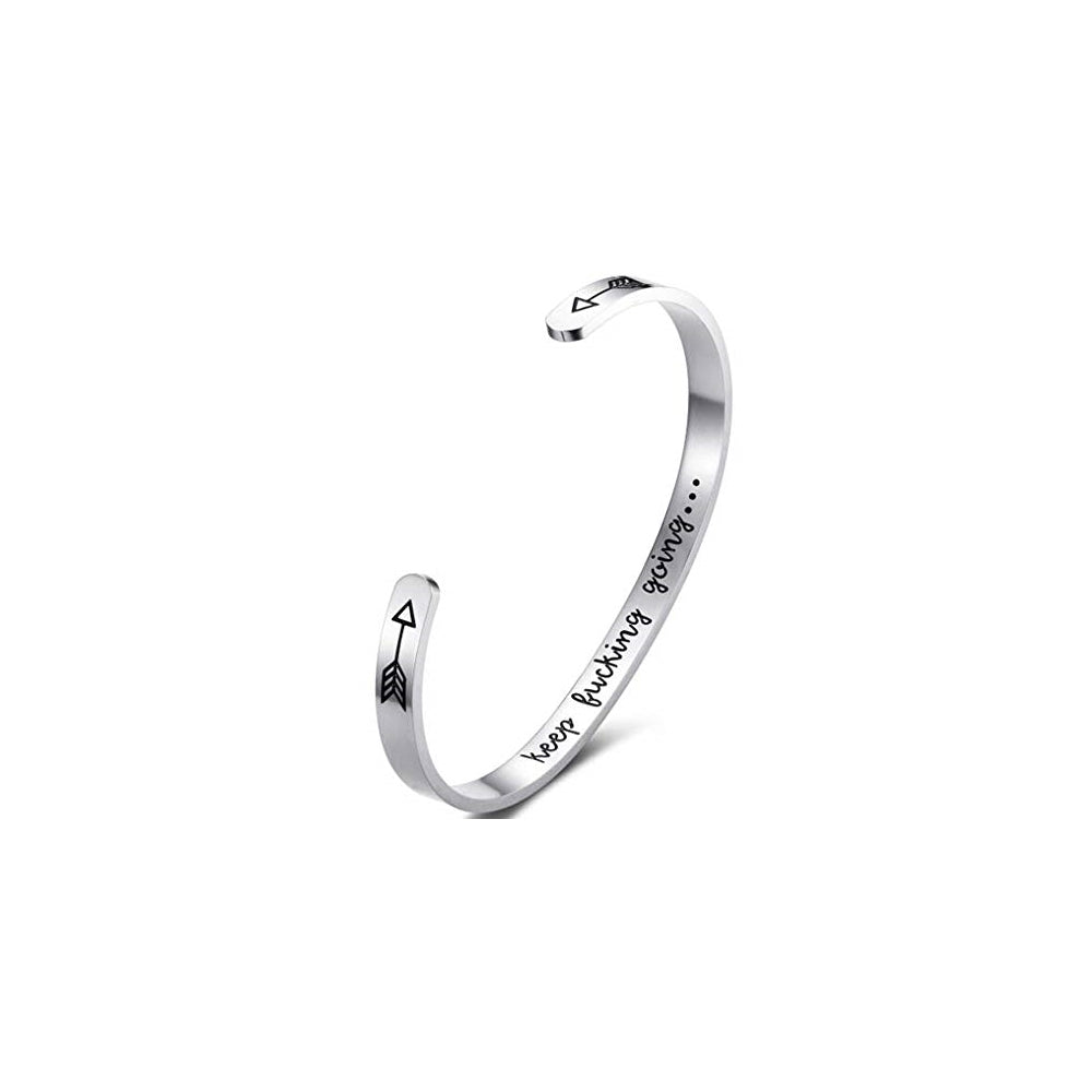 Pulseras de acero inoxidable con diseño de mantra inspirador