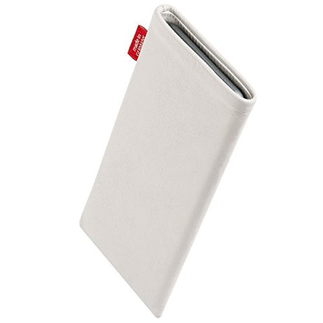 fitBAG Beat White - Funda personalizada para Samsung Galaxy S22 Ultra | Fabricada en Alemania | Funda de piel fina de napa con forro de microfibra para limpieza de pantallas