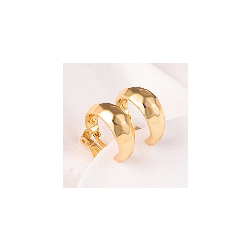 Aretes de aro chapados en oro de 18 quilates para mujeres