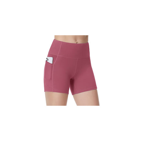 Shorts cortos de yoga de cintura alta para mujer fucsia