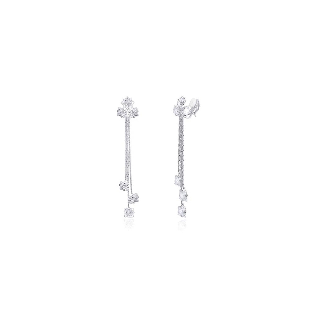 Aretes largos con circonita cúbica para mujer