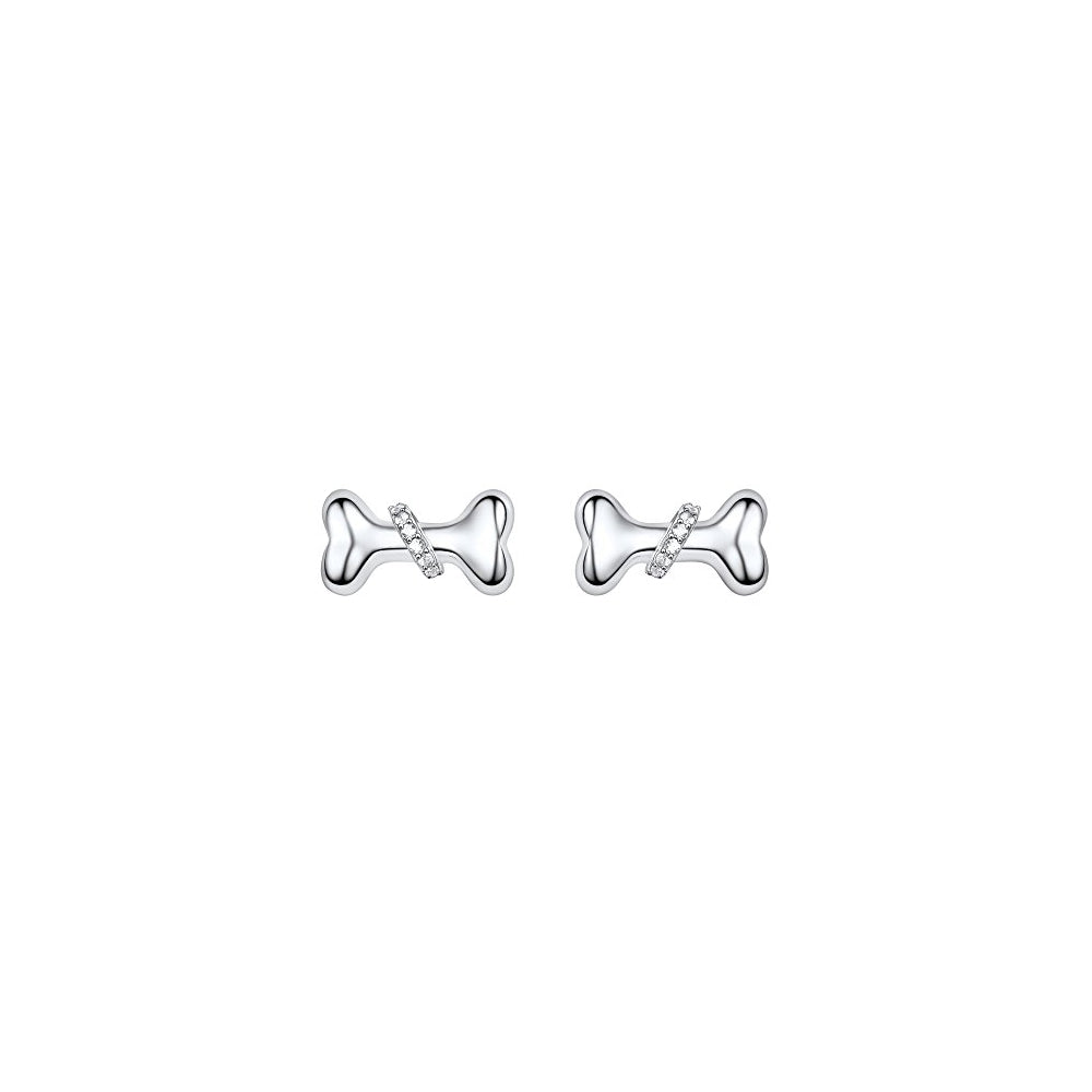 Aretes de plata con diseño de perro para mujeres
