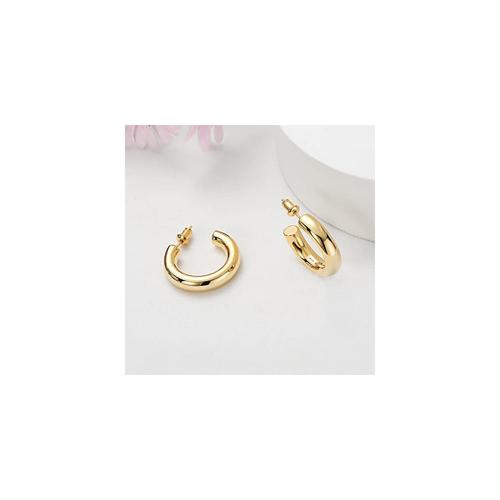 Aretes de aro de oro grueso para mujer chapados en oro