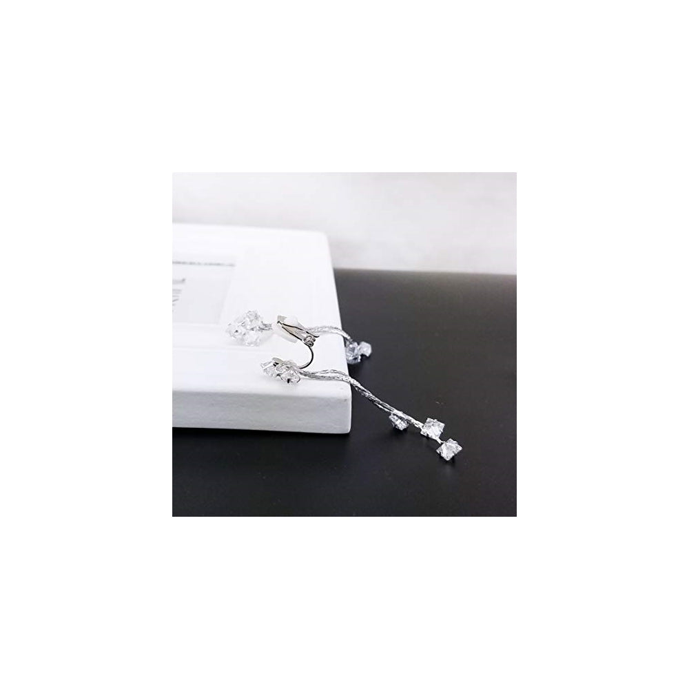 Aretes largos con circonita cúbica para mujer