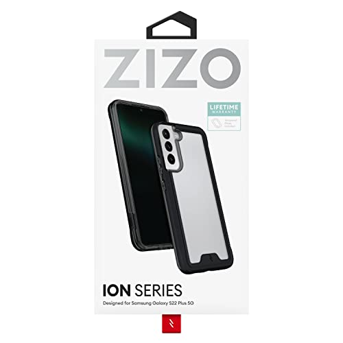 Funda para Galaxy S22 Plus de grado militar con protector de pantalla de vidrio templado, color negro