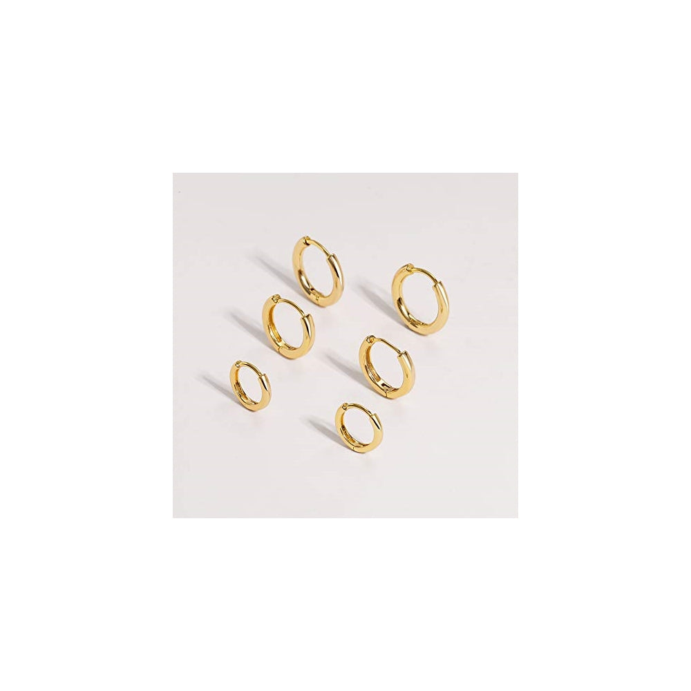 Aretes de aro chapados en oro 3 pares para mujer