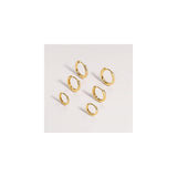 Aretes de aro chapados en oro 3 pares para mujer