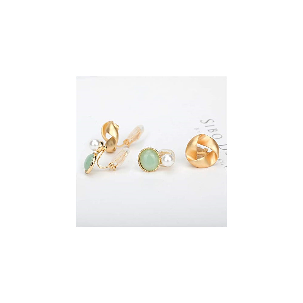 Aretes de clip para mujer 8 pares
