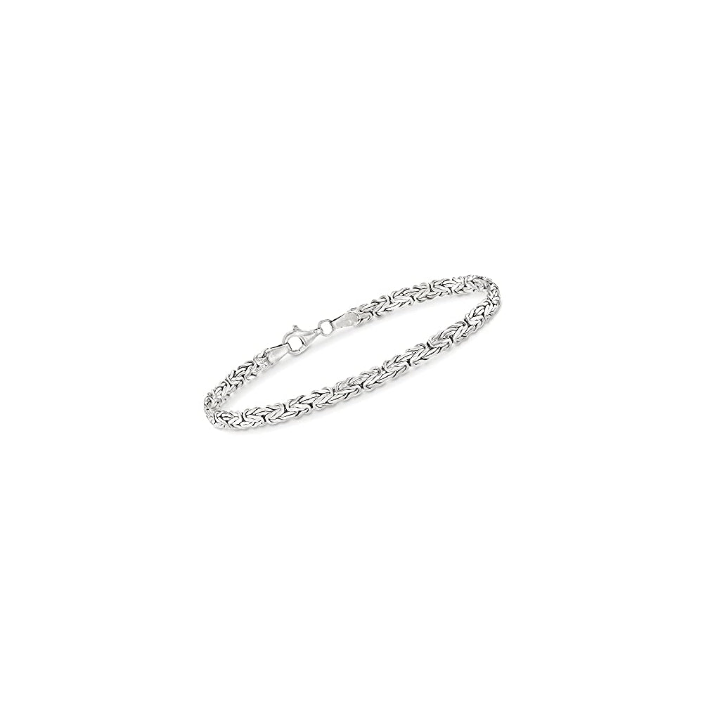 Pulseras bizantina plana de plata de ley