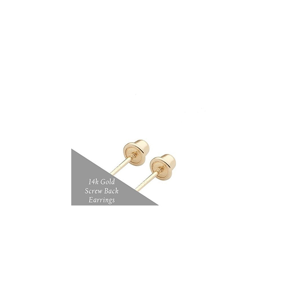 Aretes de bola de oro amarillo de 14 quilates para mujer