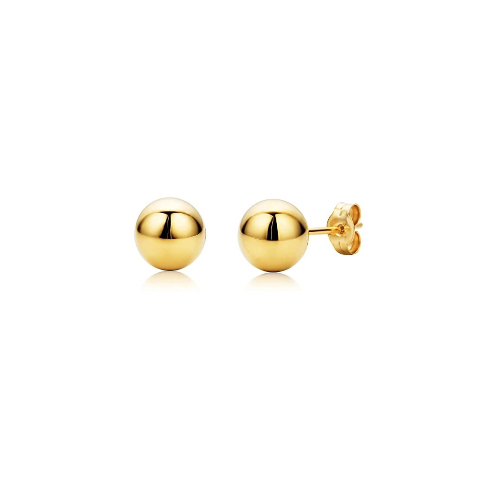 Aretes de bola de oro amarillo de 10 quilates