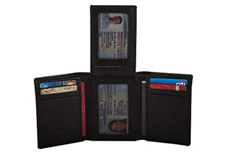 Carteras Tríptico de cuero para hombres Diseño delgado RFID
