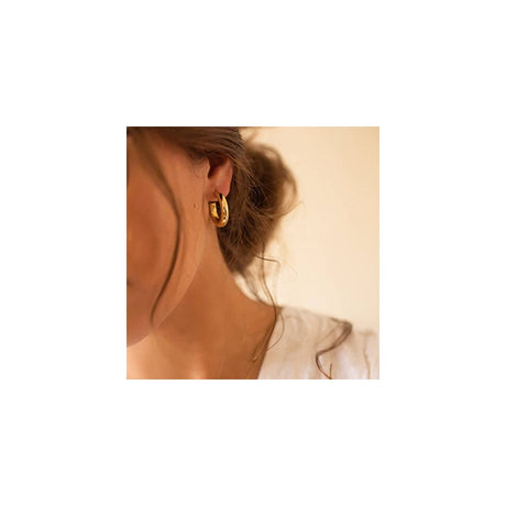 Aretes de aro de oro grueso para mujer chapados en oro