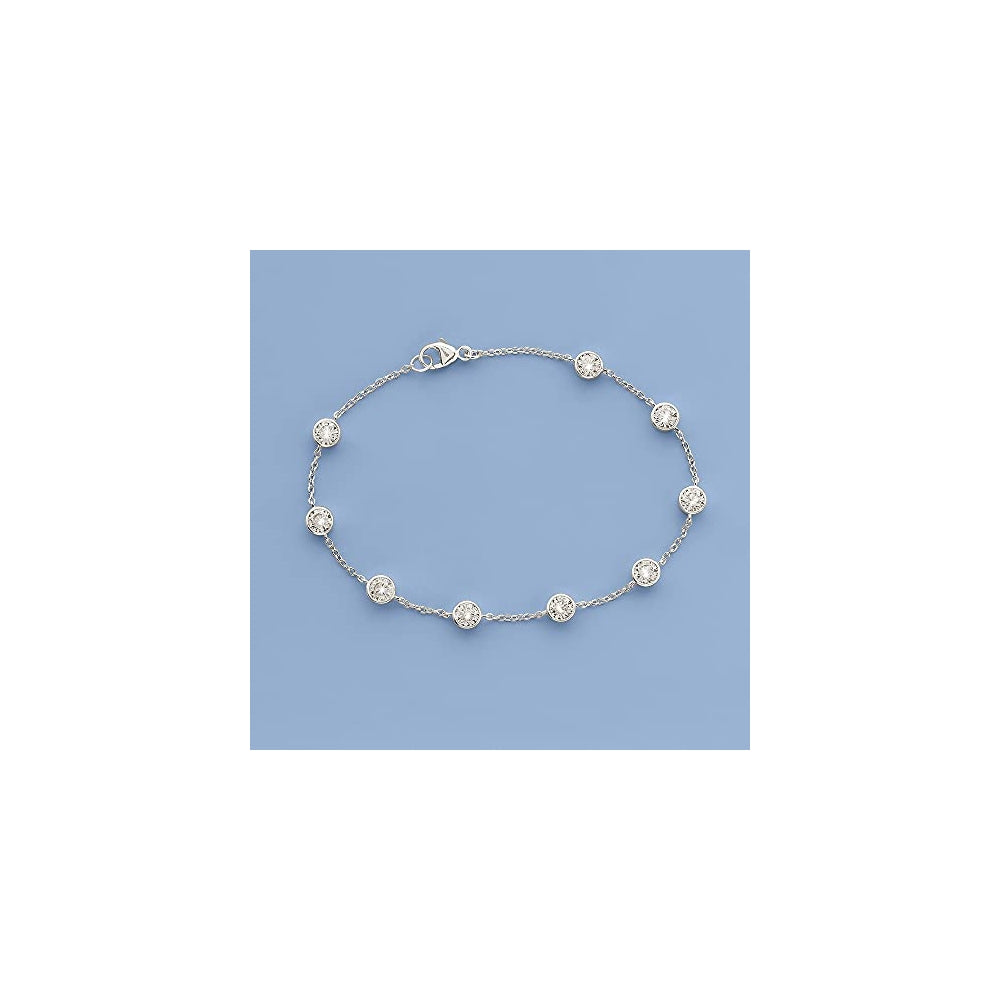 Pulseras de plata de ley con circonita cúbica en plata