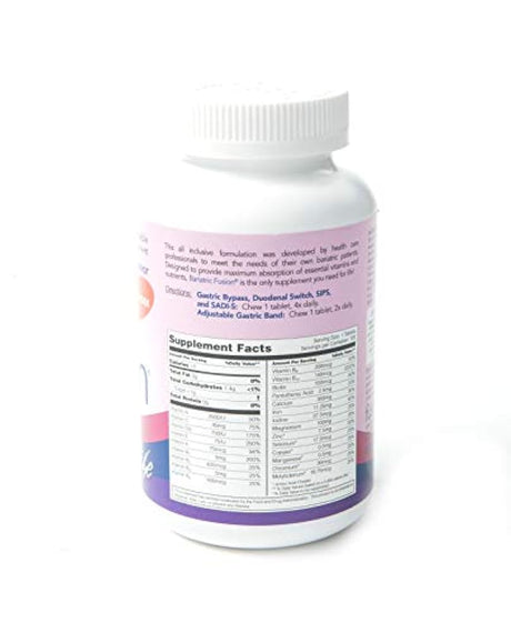 Fusion adek & Mineral Suplemento Multivitamínico para personas con sobrepeso Mixed Berry Sabor para duodenal Switch, 120 tabletas