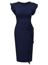 Vestido de cóctel para mujer, retro, con volantes para mujer