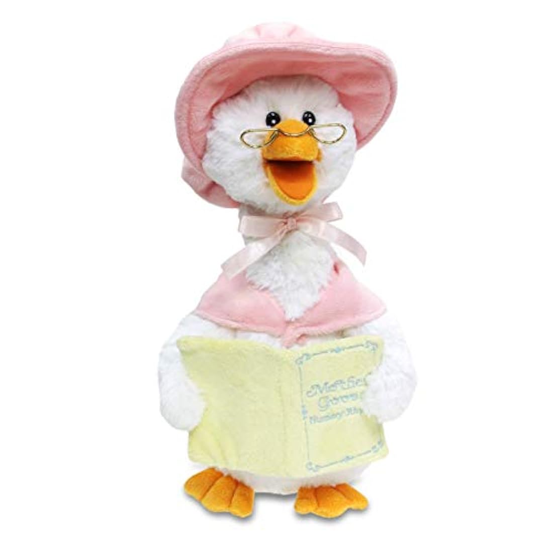 Peluche de ganso reproduce 7 canciones de cuna color rosa